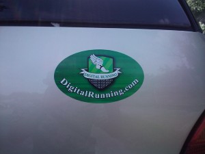 Digital Running Logo on a sticker