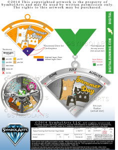One of our early proof revisions from Symbol Arts - the Summer Day medal originally featured a sand castle.